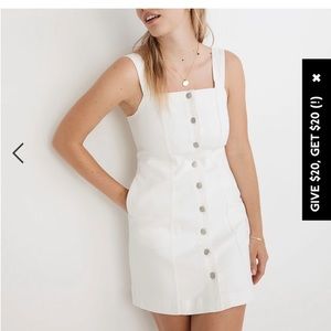 Madewell Denim Square-Neck Sleeveless Mini Dress in Tile White size 6